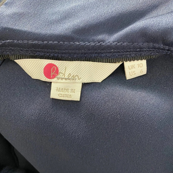 Boden Sophia Sequin Collared 3/4 Sleeve Blouse Top in Navy Blue Size US 6 - Picture 11 of 12